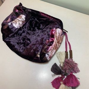 Johnny Was Quilted Velvet Makeup Bag with Tassel